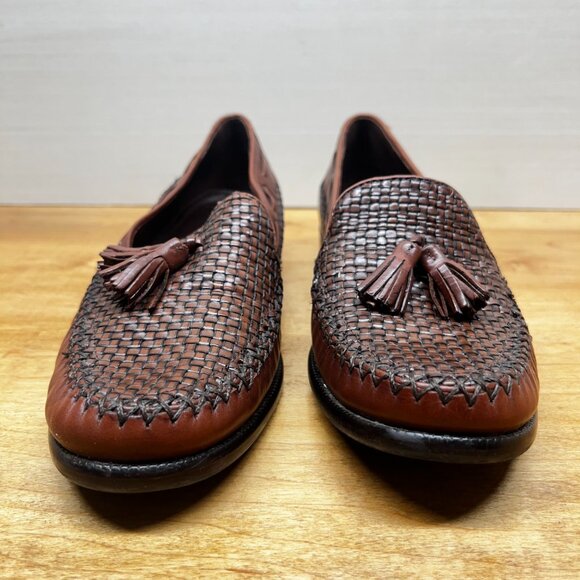 Cole Haan Leather Loafer Women's 7.5B Basket Weave Tassel Brown Slip On Casual - Picture 6 of 10